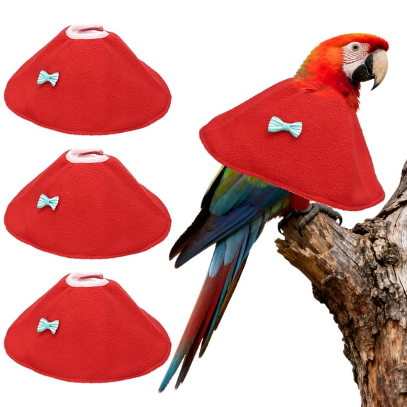 Uxcell Bird Collars, Bird Cone Collar Protective Recovery Cones, Soft Adjustable Anti-Bite Feather Neck Protector (Red, XL, 3 Pcs)
