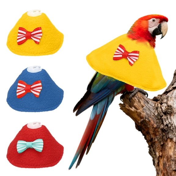 Uxcell Bird Collars, Bird Cone Collar Protective Recovery Cones, Soft Adjustable Anti-Bite Feather Neck Protector (Yellow/Blue/Red, XS, 3 Pcs)