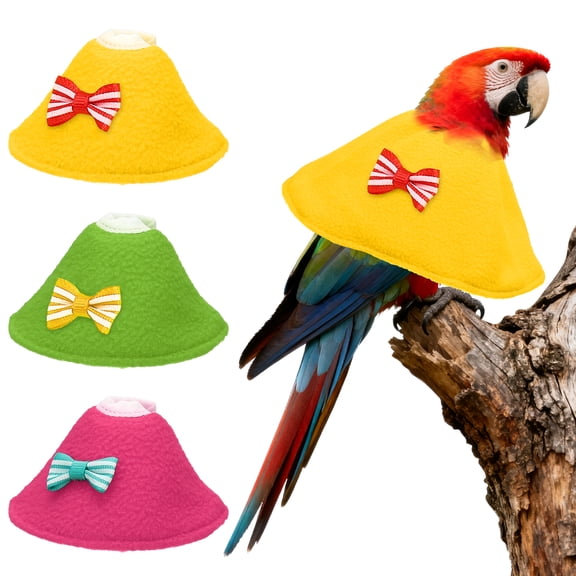 Uxcell Bird Collars, Bird Cone Collar Protective Recovery Cones, Soft Adjustable Anti-Bite Feather Neck Protector (Yellow/Green/Pink, S, 3 Pcs)