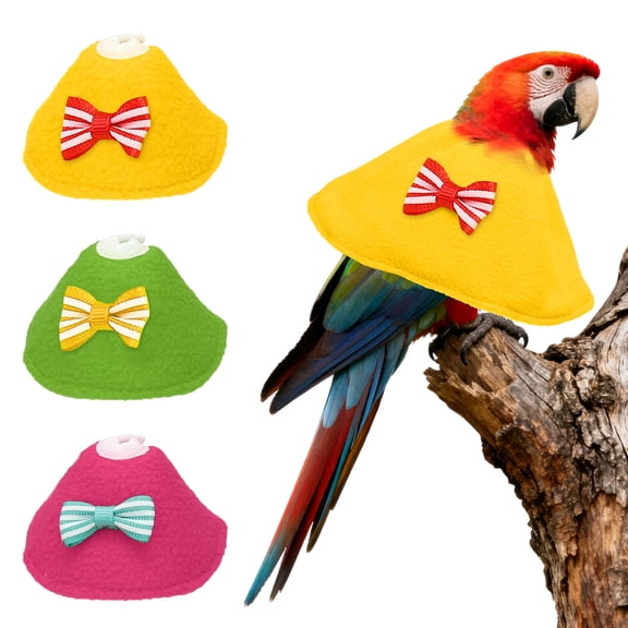 Uxcell Bird Collars, Bird Cone Collar Protective Recovery Cones, Soft Adjustable Anti-Bite Feather Neck Protector (Yellow/Green/Pink, XS, 3 Pcs)