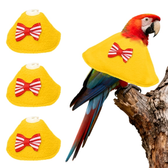 Uxcell Bird Collars, Bird Cone Collar Protective Recovery Cones, Soft Adjustable Anti-Bite Feather Neck Protector (Yellow, XS, 3 Pcs)