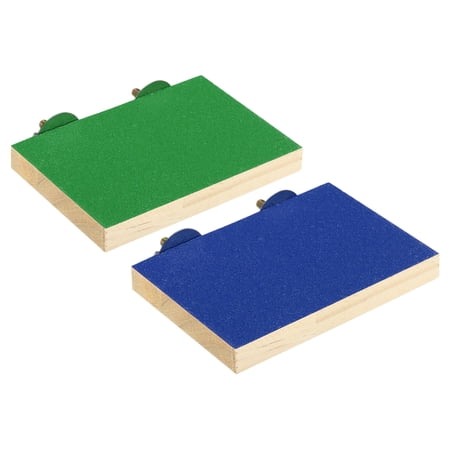 Uxcell Bird Perch Stand Platform Parrot Wood Paw Grinding Playground Cockatiel, Green Blue 1Set