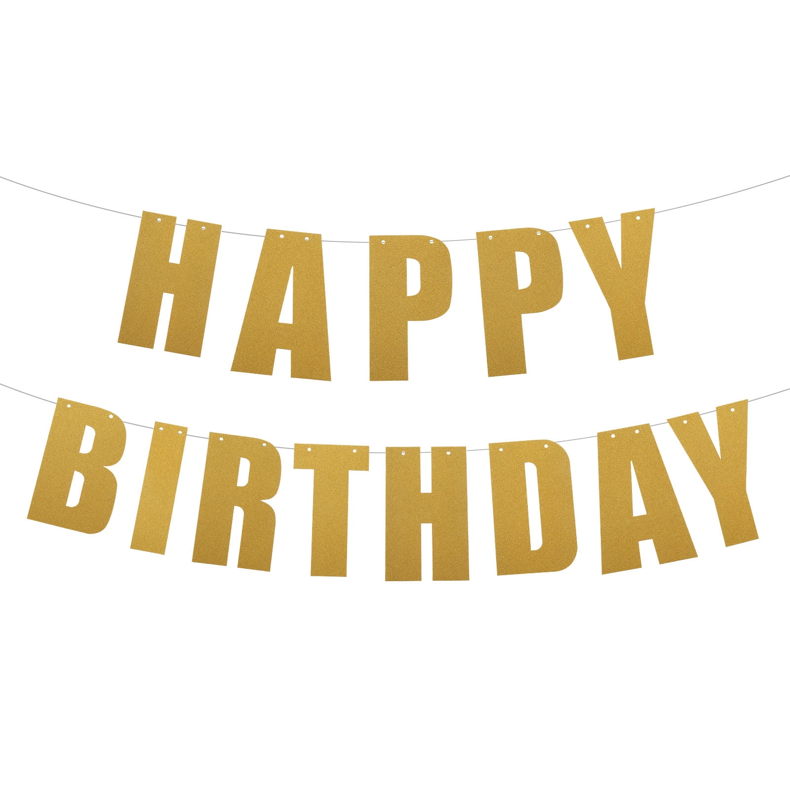 Uxcell Birthday Banner 16 Feet Happy Glitter Gold Birthday Decorations ...