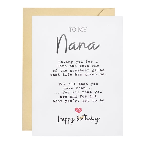 Uxcell Birthday Card, Funny Happy Birthday Greeting Cards Thick Card Stock with Kraft Paper Envelope Gift Perfect for Wife, Husband, Brother, Sister, Daughter, Son, Mom, White(nainai)