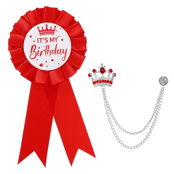 Uxcell Birthday Pin Crown Pins Light Red Silver Red Stone