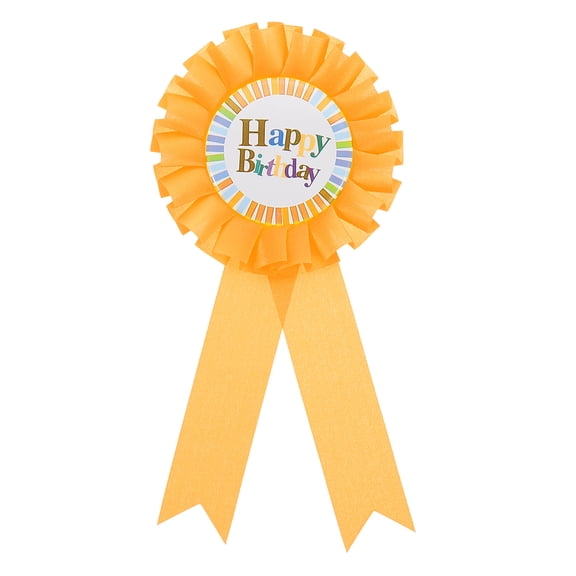 Uxcell Birthday Ribbon, Award Ribbon Brooch Birthday Pin Tinplate Badge Button Pin for Party Decorations Celebration Accessory, Orange