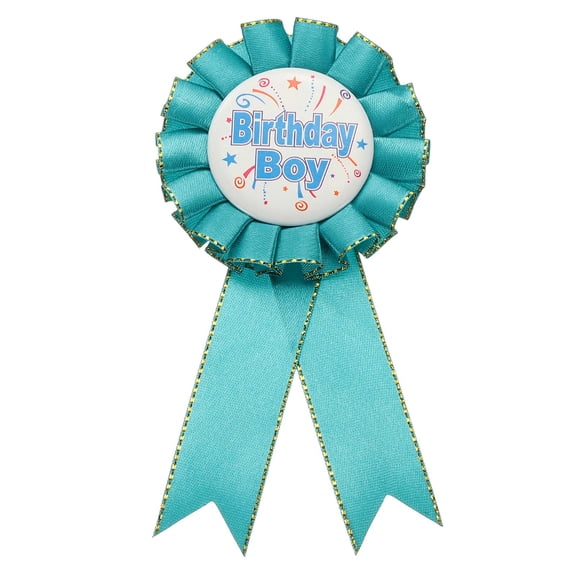 Uxcell Birthday Ribbon Pin, 5.9x2.8" Award Ribbon Fabric Birthday Boy Pin for Party Adults Women Party Decorations Celebration Accessory Gift, Peacock Blue