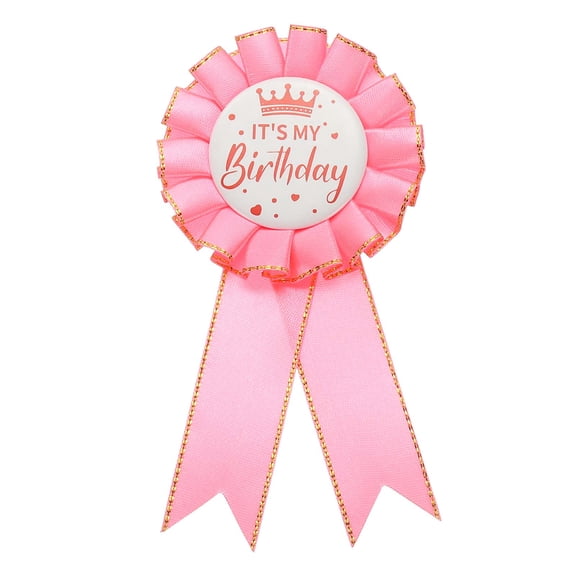 Uxcell Birthday Ribbon Pin, 5.9x2.8" Award Ribbon Fabric IT'S MY Birthday Pin for Party Adults Women Party Decorations Celebration Accessory Gift, Pink