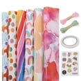 thumbnail image 1 of Uxcell Birthday Wrapping Paper Sheet,Rainbow,Balloon,Star,Dots,Stripe,Rendering 20x28" with Rope, Tape, Sticker 6Pcs, 1 of 6