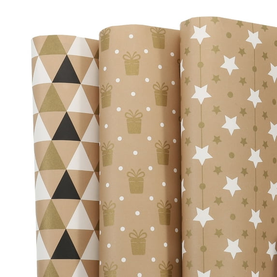 Uxcell Birthday Wrapping Paper Sheet, Star,Triangle,Gift Patterns 20 x 28 Inch Gift Wrapping Paper for Birthday 6 Pcs