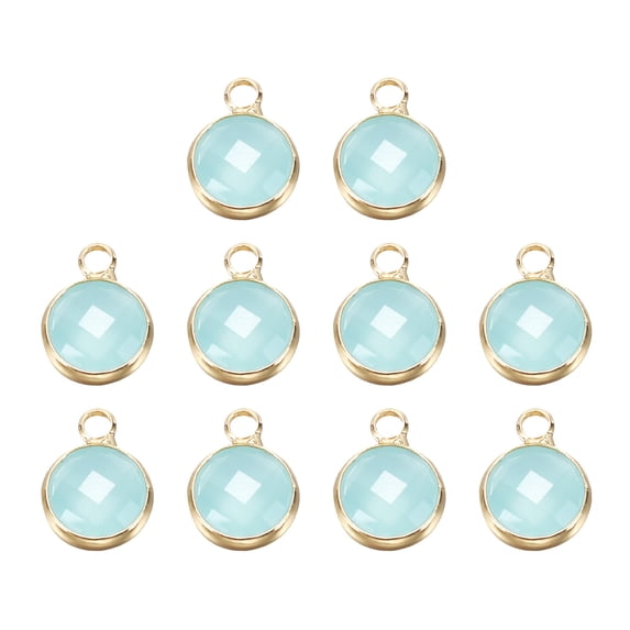 Uxcell Birthstone Charm Beads Drop Pendant, 10 Pack Crystal Handmade 0.35" for Earrings Necklace Jewelry, Bead Blue