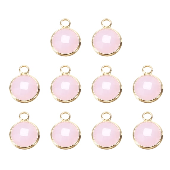Uxcell Birthstone Charm Beads Drop Pendant, 10 Pack Crystal Handmade 0.35" for Earrings Necklace Jewelry, Bead Pink