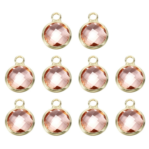 Uxcell Birthstone Charm Beads Drop Pendant, 10 Pack Crystal Handmade 0.35" for Earrings Necklace Jewelry, Light Red