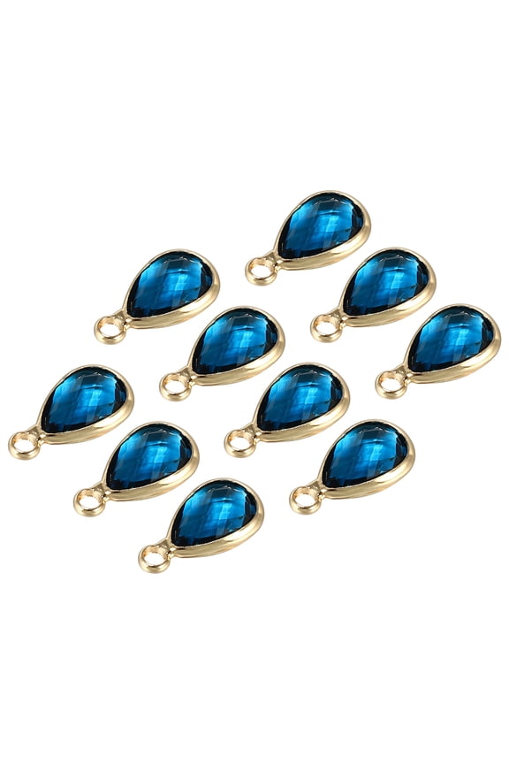 Birthstone Charm Beads Drop Pendant, 10Pcs Birthstone 0.51 x 0.28", Blue