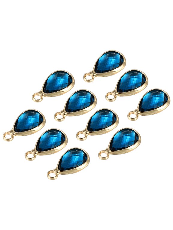 Birthstone Charm Beads Drop Pendant, 10Pcs Birthstone 0.51 x 0.28", Blue