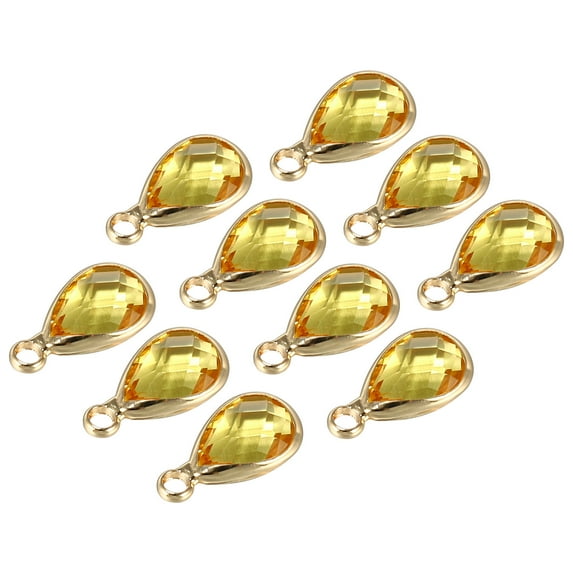 Uxcell Birthstone Charm Beads Drop Pendant, 10Pcs Birthstone 0.51 x 0.28", Gold Tone