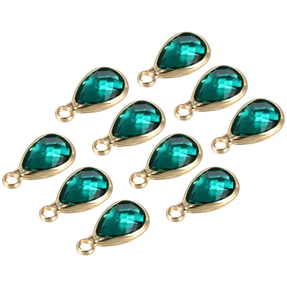 Uxcell Birthstone Charm Beads Drop Pendant, 10Pcs Birthstone 0.51 x 0.28", Green