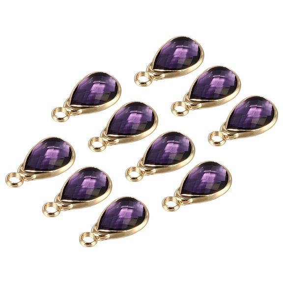 Uxcell Birthstone Charm Beads Drop Pendant, 10Pcs Birthstone 0.51 x 0.28", Purple