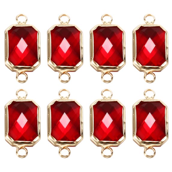 Uxcell Birthstone Charm Beads Drop Pendant, 8 Pack Crystal Handmade 0.87 x 0.41" for Earrings Necklace Jewelry, Red