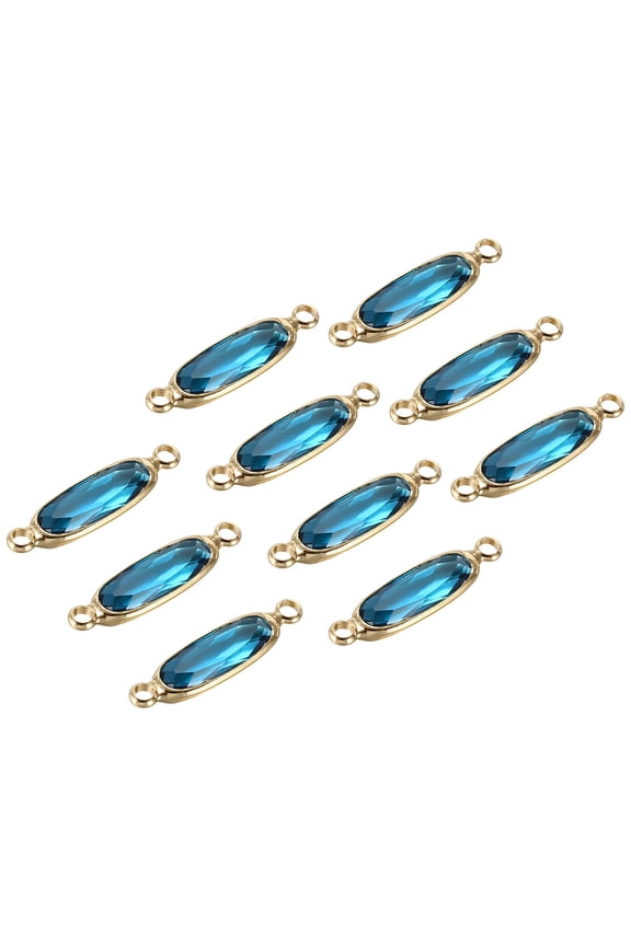Birthstone Connector Link, 10Pcs Diamond Clear charm Links, Round Glass Crystal Bead Link, Blue