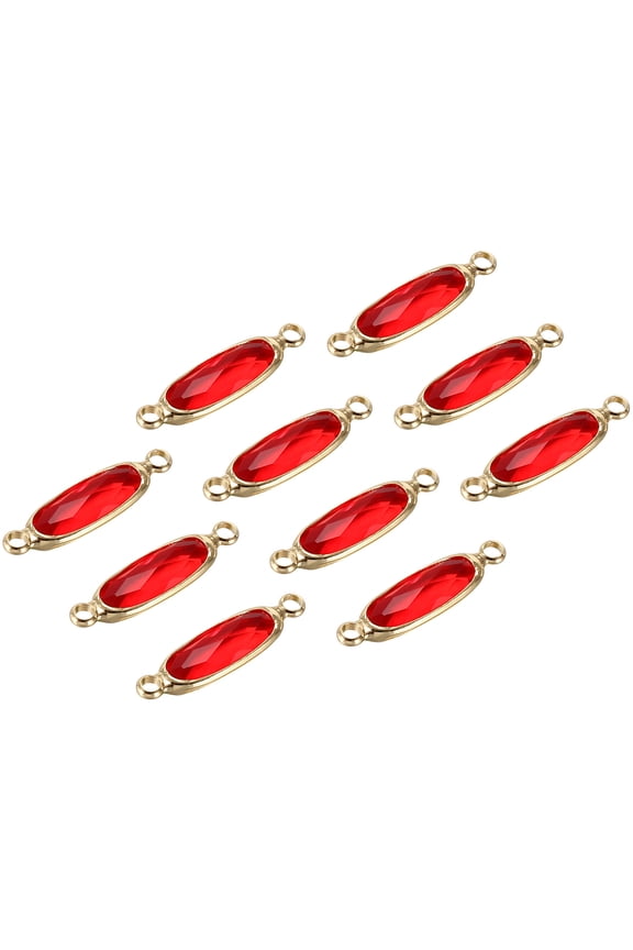 Birthstone Connector Link, 10Pcs Diamond Clear charm Links, Round Glass Crystal Bead Link, Red