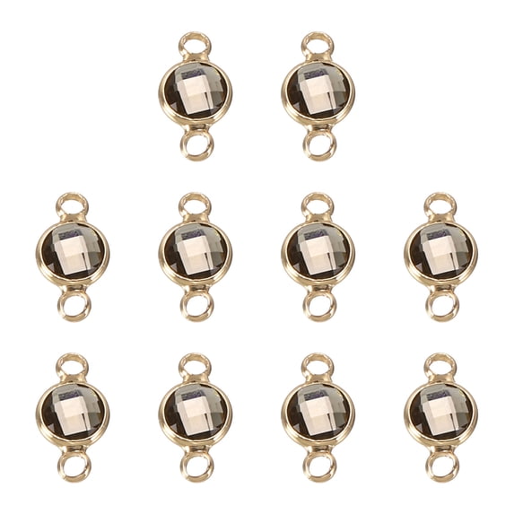 Uxcell Birthstone Connector Link 2mm Hole Light Grey Round Charm 304 Stainless Steel Crystal Bead Glass 10 Pcs