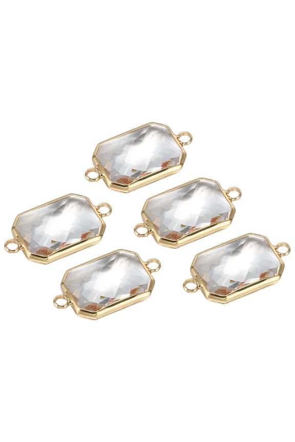 Birthstone Connector Link, 5Pcs Diamond Clear charm Links, Rectangle Glass Crystal Bead Link, White