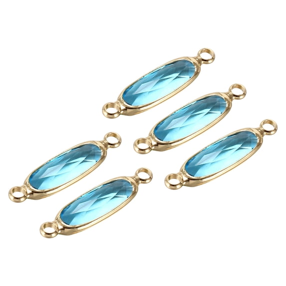 Uxcell Birthstone Connector Link, 5Pcs Diamond Clear charm Links, Round Glass Crystal Bead Link, Light Blue