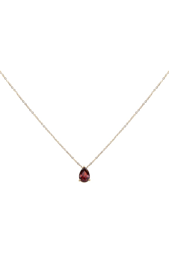 Birthstone Necklace for Women, Teardrop Cubic Zirconia Pendant Necklace, Dark Red