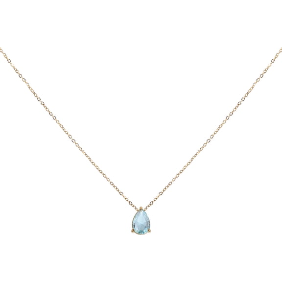 Uxcell Birthstone Necklace for Women Teardrop Pendant Necklace Light Blue