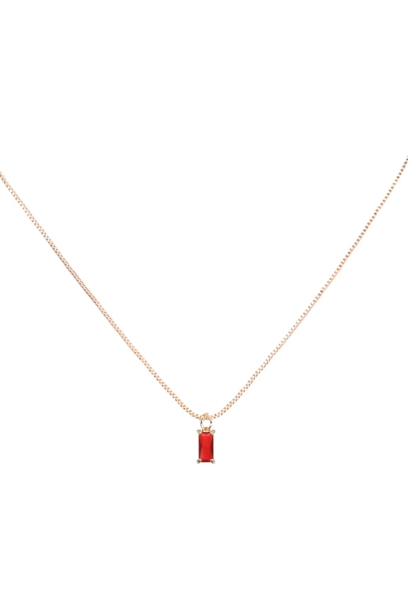Birthstone Necklace for Women, Teardrop Cubic Zirconia Pendant Necklace, Red