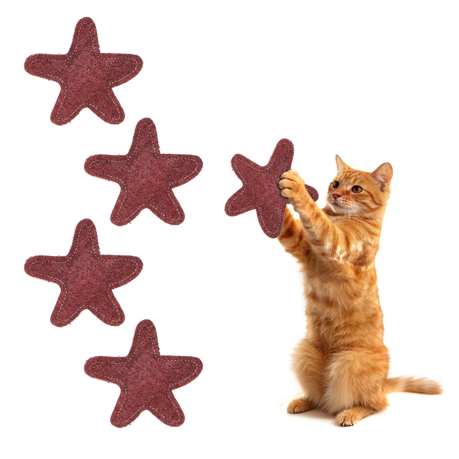 Uxcell Bite Resistant Catnip Playing, Durable and Interesting, Star Shaped Cat Teeth Chew Playing Catnip Filled (Red, 4 Pcs), Intended for Bedroom / Balcony / Living Room