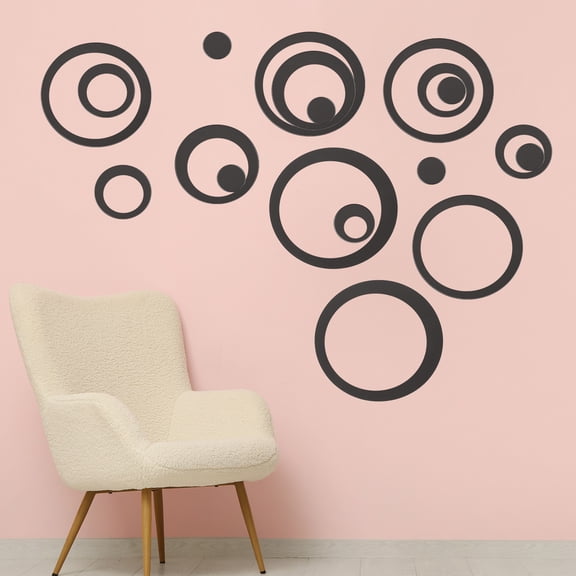 Uxcell Black Circle Wall Mirror Stickers for Wall, Home, Mirrors Decals