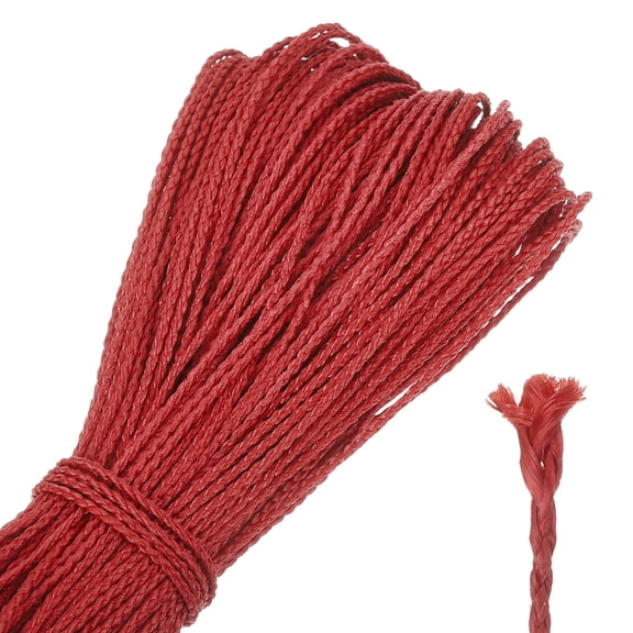Uxcell 100Ft Braided Paracord Line, 100lb 0.8mm Diameter Multipurpose Utility Cord Rope Wind Chime String Kite Line Flame Resistant for Camping, Hot Air Balloon, Outdoor Survival, Red