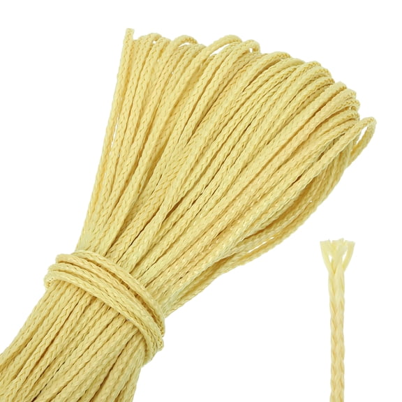 Uxcell 120Ft Braided Paracord Line, 200lb 1.1mm Diameter Multipurpose Utility Cord Rope Wind Chime String Kite Line Flame Resistant for Camping, Hot Air Balloon, Outdoor Survival, Yellow