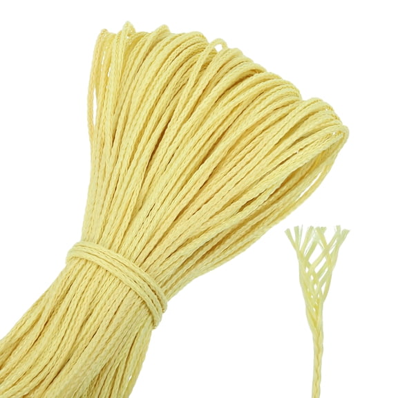 Uxcell 100Ft Braided Paracord Line, 150lb 1mm Diameter Multipurpose Utility Cord Rope Wind Chime String Kite Line Flame Resistant for Camping, Hot Air Balloon, Outdoor Survival, Yellow