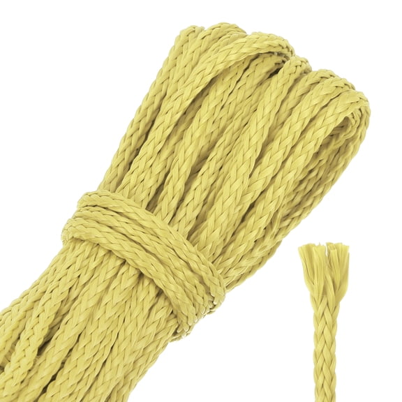 Uxcell 50Ft Braided Paracord Line, 1500lb 3.5mm Diameter Multipurpose Utility Cord Rope Wind Chime String Kite Line Flame Resistant for Camping, Hot Air Balloon, Outdoor Survival, Yellow