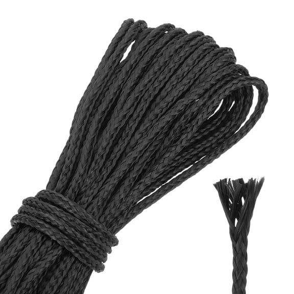 Uxcell 50Ft Braided Paracord Line, 1000lb 3mm Diameter Multipurpose Utility Cord Rope Wind Chime String Kite Line Flame Resistant for Camping, Hot Air Balloon, Outdoor Survival, Black