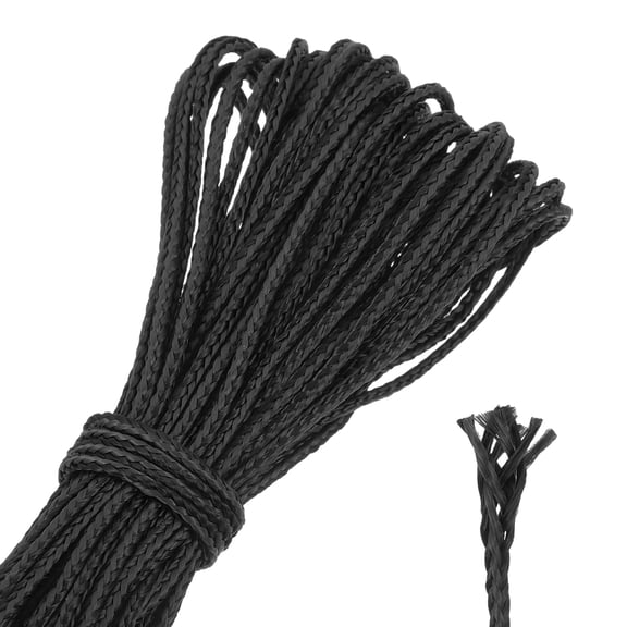 Uxcell 30Ft Braided Paracord Line, 300lb 1.5mm Diameter Multipurpose Utility Cord Rope Wind Chime String Kite Line Flame Resistant for Camping, Hot Air Balloon, Outdoor Survival, Black