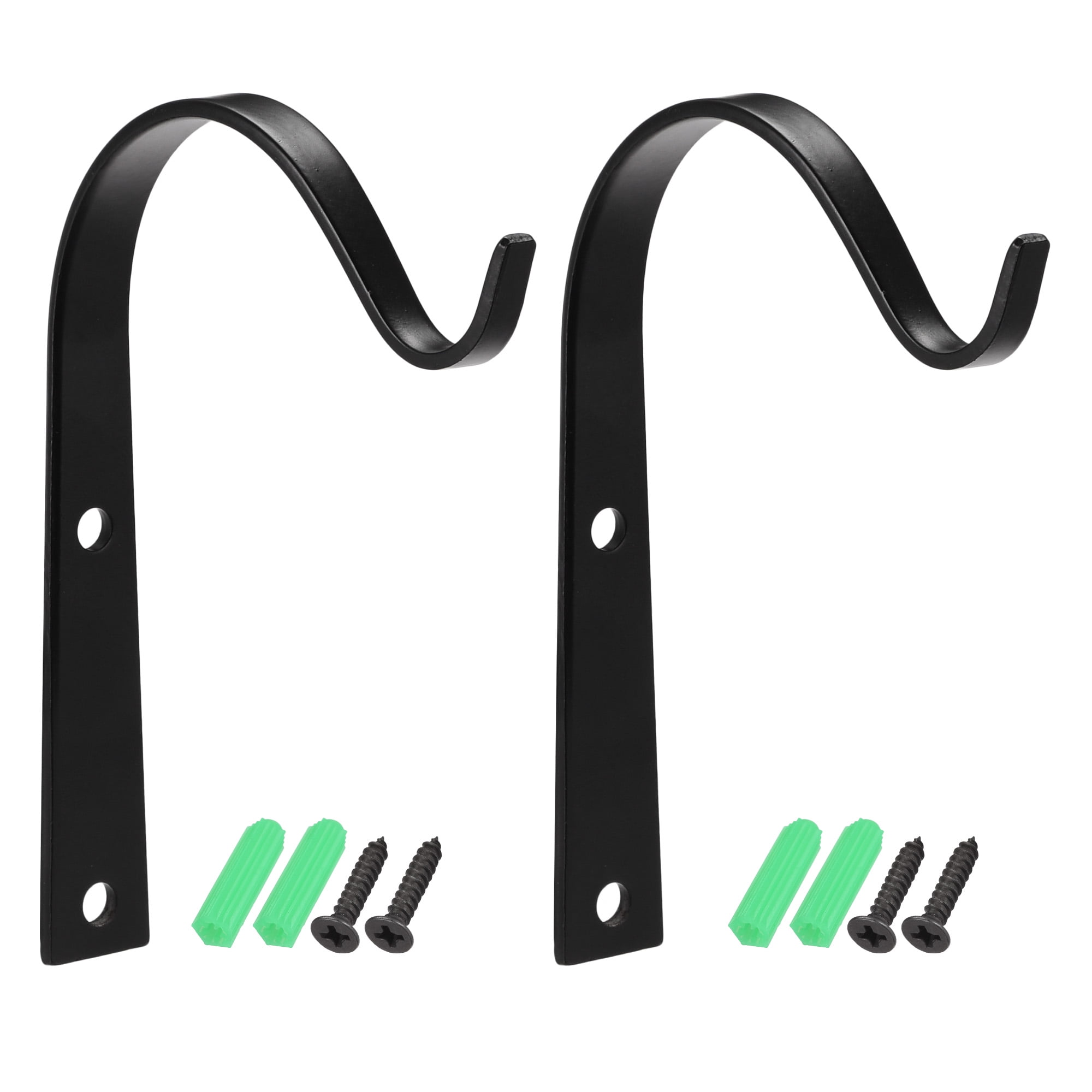 Uxcell Black Iron 4 Inch Indoor Outdoor Wall Hanging Hooks 2 Count