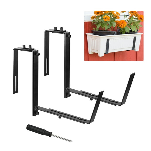Uxcell Black Planter Box Brackets, Adjustable Window Planter Box Brackets, Universal Window Box Brackets (2 PCS)