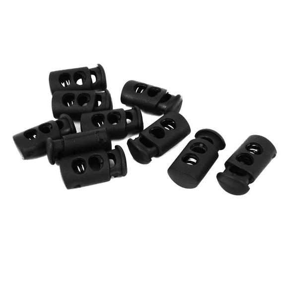 Uxcell Black Plastic 0.2" Dia Backpack Cord Lock Toggles Fastener 10 Pcs