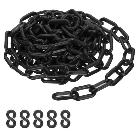 Uxcell Black Plastic Chain, 10 ft 6mm Safety Barrier Chain for Crowd Control