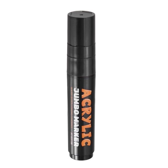Uxcell Black Poster Markers, 1 Pcs Permanent Waterproof Markers Large Acrylic Paint Pen 15mm Felt Wide Tip on Canvas Glass Wood Ceramic Rock for Painting, Sign Graffiti Creations