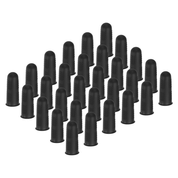 Uxcell Black Silicone Finger Protectors Gloves Anti-Slip Reusable Fingertip Caps with for Dry Skin Finger Cracking, L, 30 Pcs
