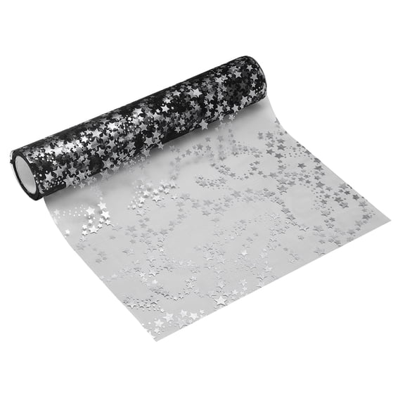Uxcell Black Silver Table Runner Roll, 11" x 30 Feet Sequin Foil Metallic Mesh Decoration