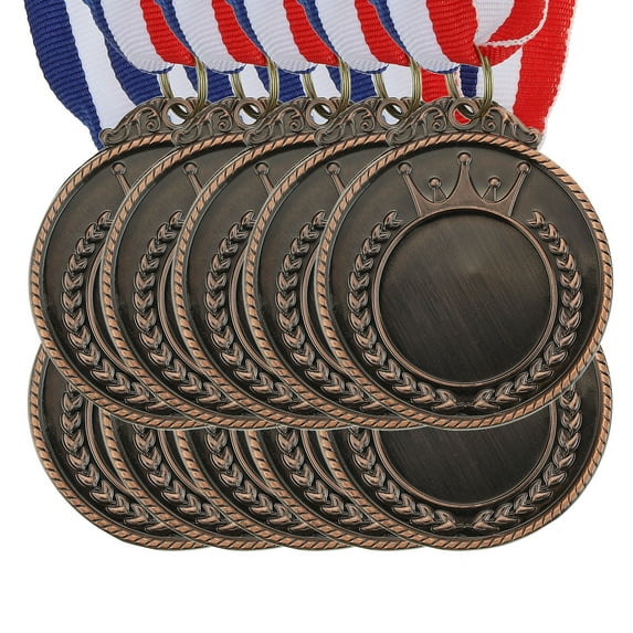Uxcell Blank Award Medals, 10 Pack Bronze Award Medals with Ribbon, Design Your Medals Kit