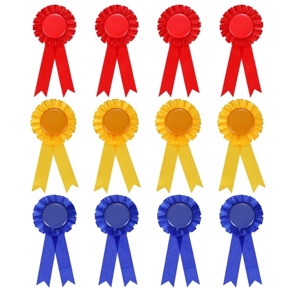 Uxcell Blank Award Ribbon 1st Place Ribbon Winner Prize Medal Recognition Participation Ribbons for Party Competition Red/Yellow/Blue