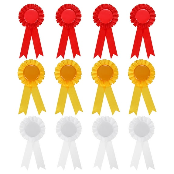 Uxcell Blank Award Ribbon 1st Place Ribbon Winner Prize Medal Recognition Participation Ribbons for Party Competition Red/Yellow/White