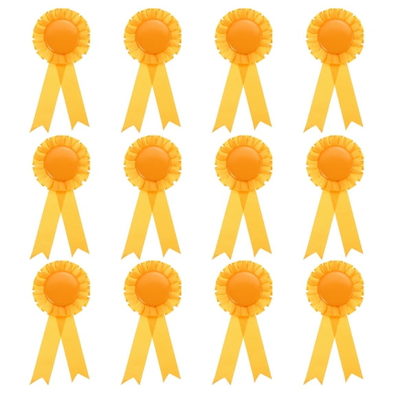 Uxcell Blank Award Ribbon, Ribbon Honorable Prize Recognition Ribbon, Yellow 12Pcs